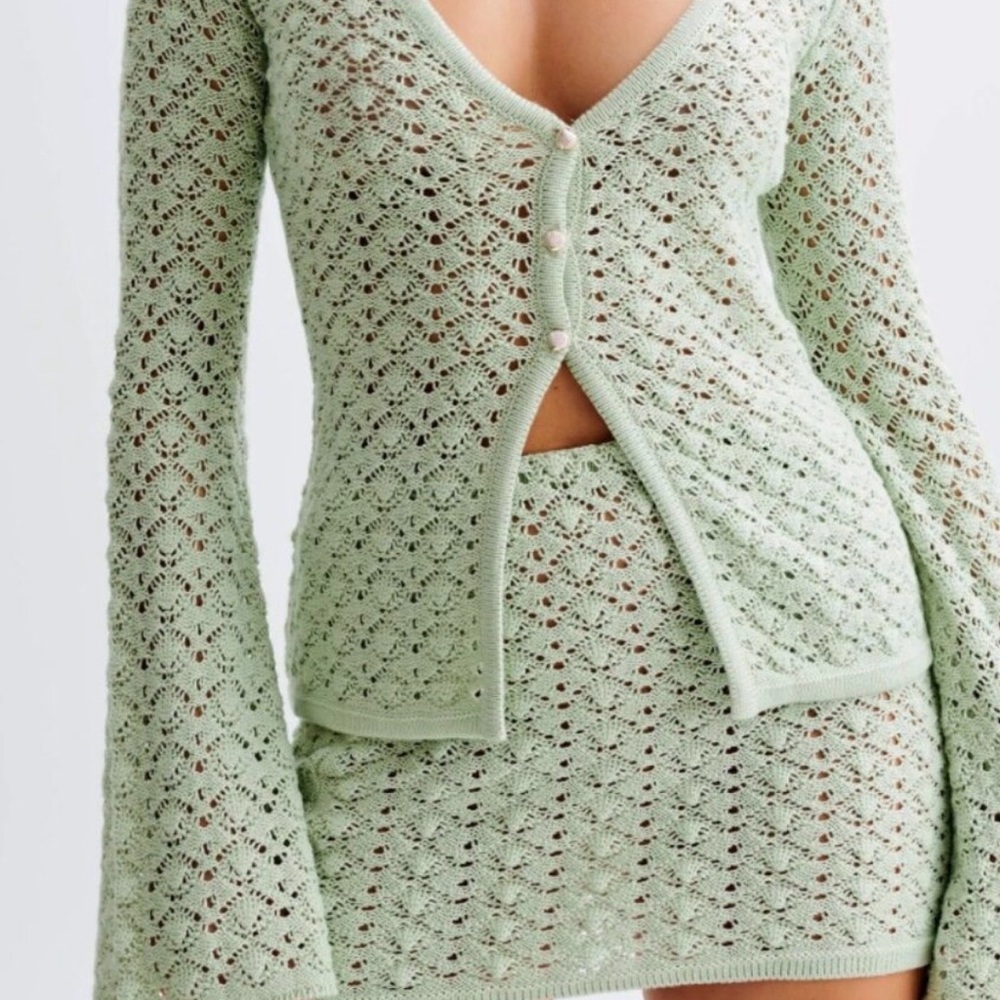 Meshki Murphy Long Sleeve Knit Shell Button Cardigan